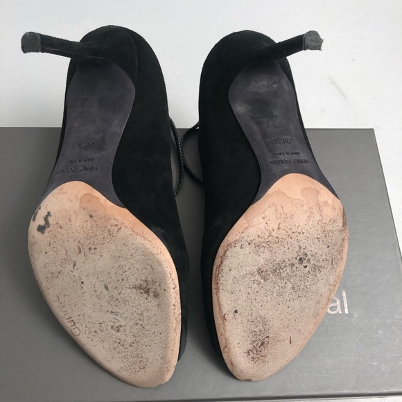 Gunmetal brand black suede stiletto heels - Picture 6 of 8